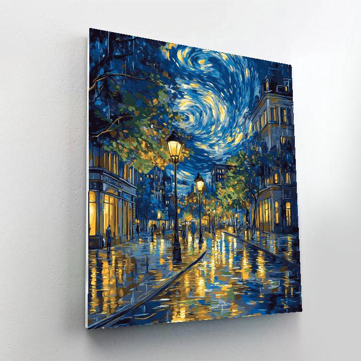Van Gogh Inspired Starry Citylights Boulevard Painting by numbers kit