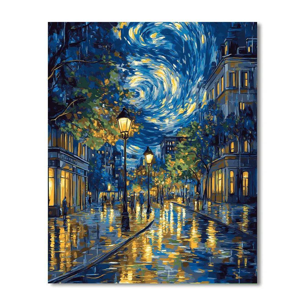 Van Gogh Inspired Starry Citylights Boulevard Painting by numbers kit