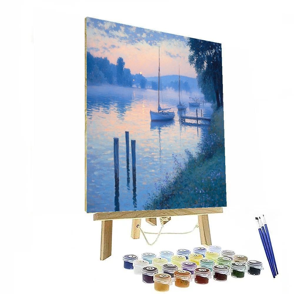 Monet Inspired Misty River Sunrise DIY paint by numbers