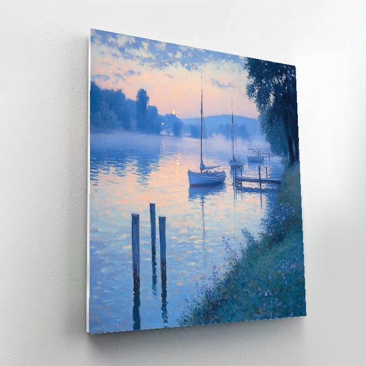 Monet Inspired Misty River Sunrise DIY paint by numbers