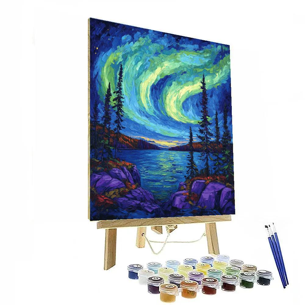 A.Y. Jackson Inspired Aurora Over Shield Lake Numbered painting kits
