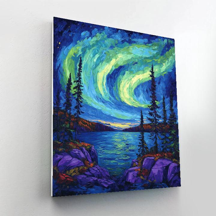 A.Y. Jackson Inspired Aurora Over Shield Lake Numbered painting kits