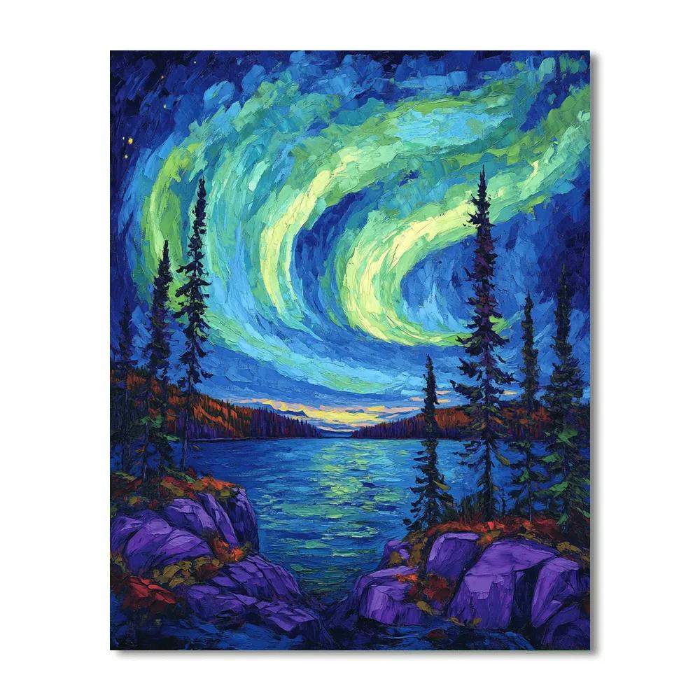 A.Y. Jackson Inspired Aurora Over Shield Lake Numbered painting kits