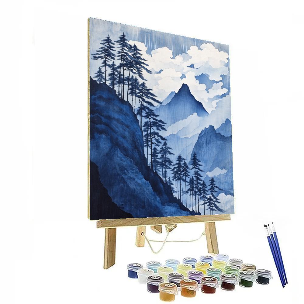 Hokusai Inspired Storm Over Mountain Forest Painting by numbers kit