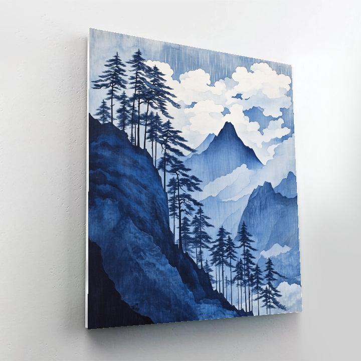 Hokusai Inspired Storm Over Mountain Forest Painting by numbers kit