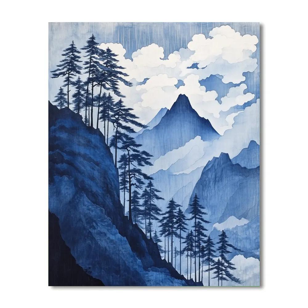 Hokusai Inspired Storm Over Mountain Forest Painting by numbers kit