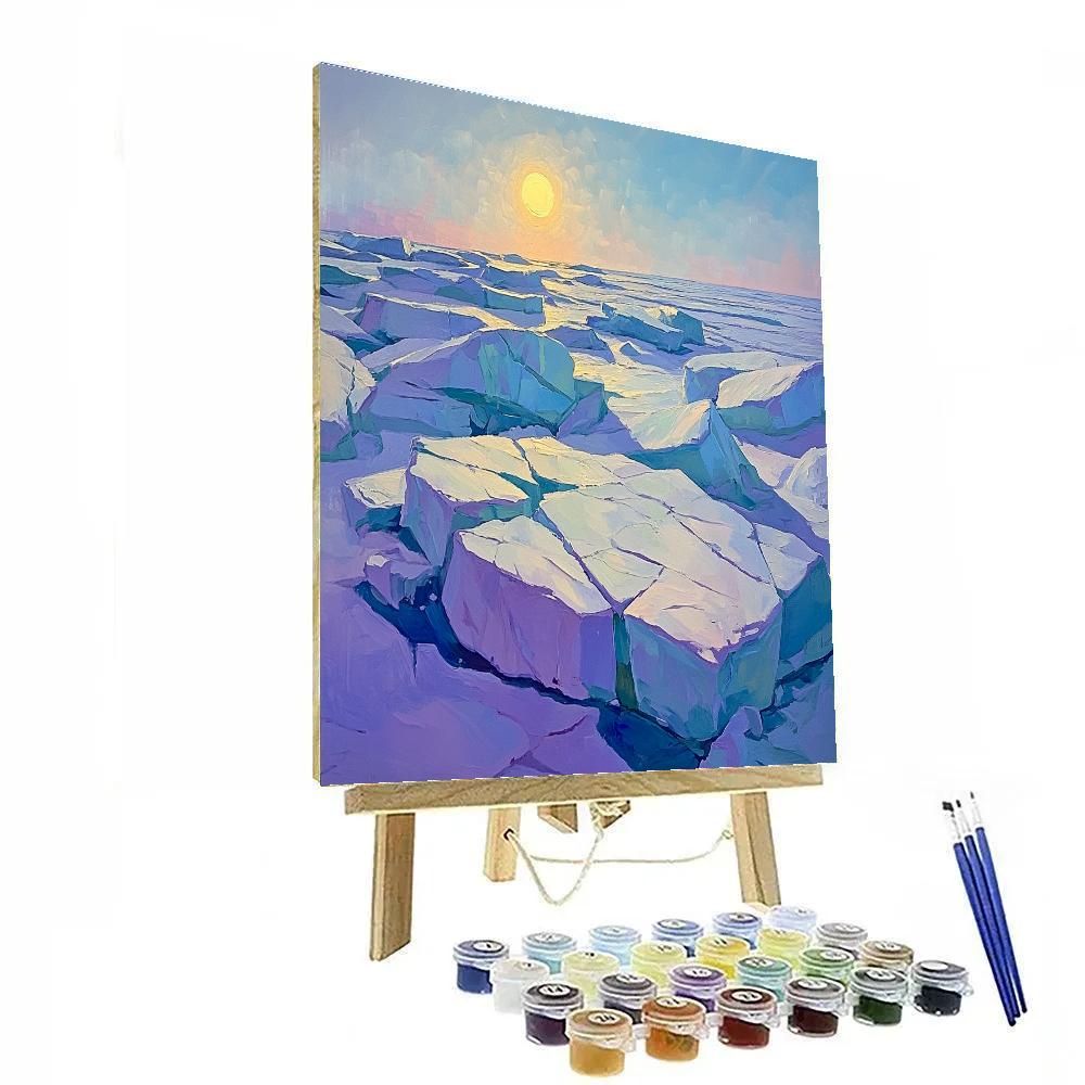 A.Y. Jackson Inspired Arctic Ice And Sun Halo Number painting