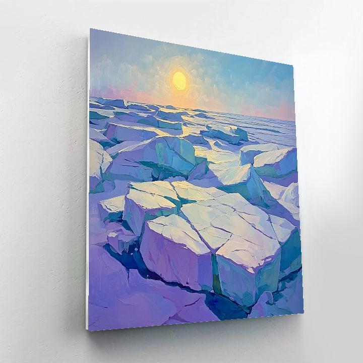 A.Y. Jackson Inspired Arctic Ice And Sun Halo Number painting