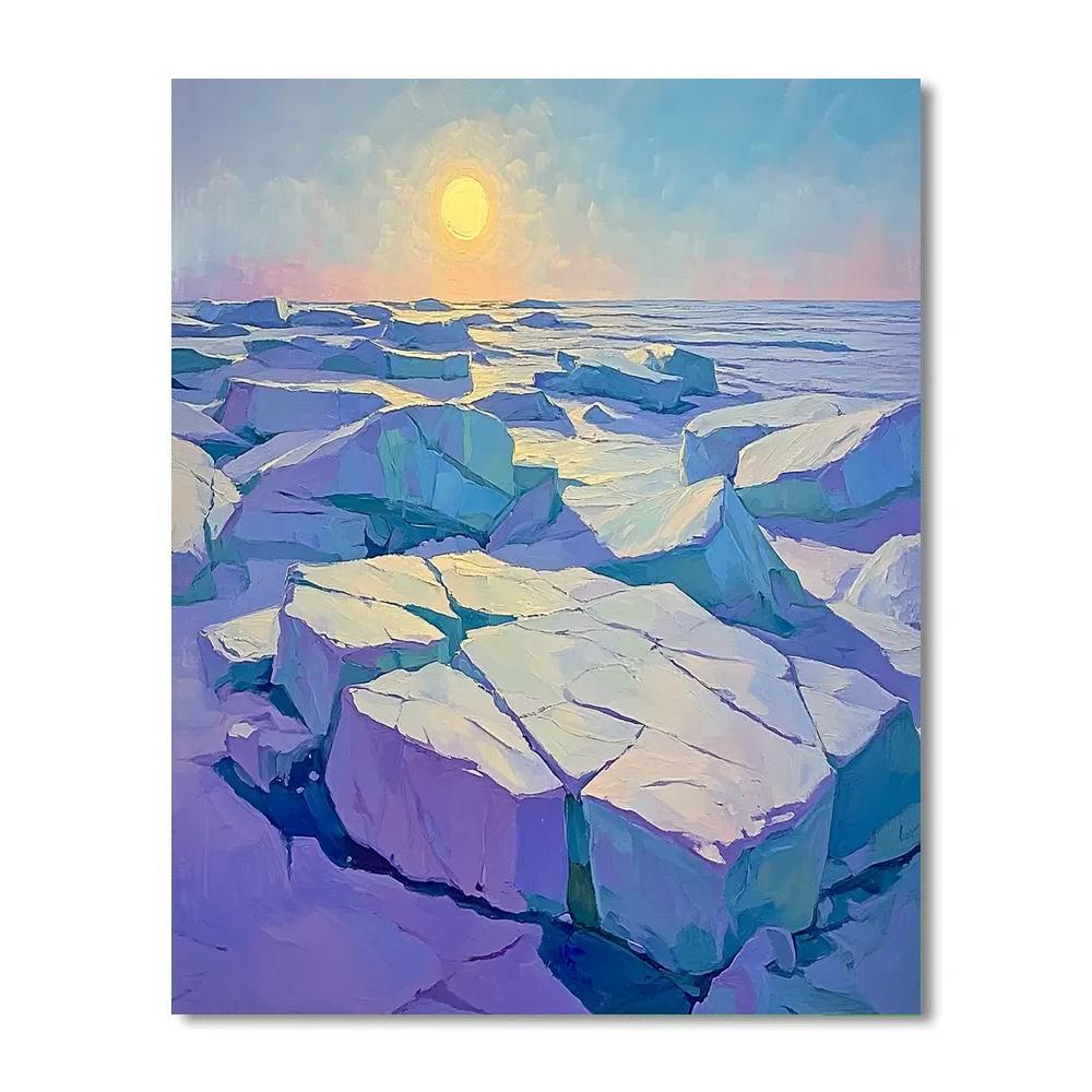 A.Y. Jackson Inspired Arctic Ice And Sun Halo Number painting