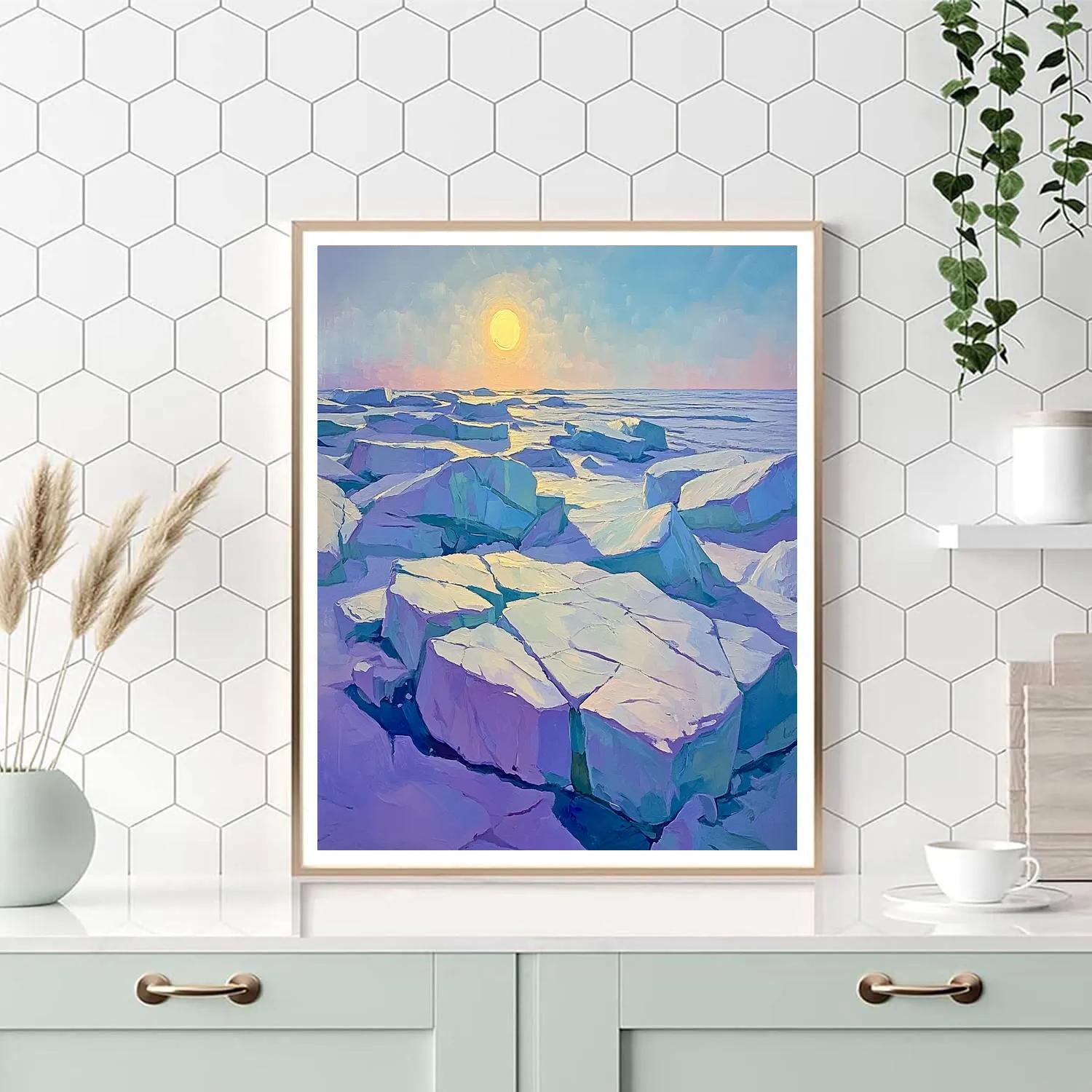 A.Y. Jackson Inspired Arctic Ice And Sun Halo Number painting