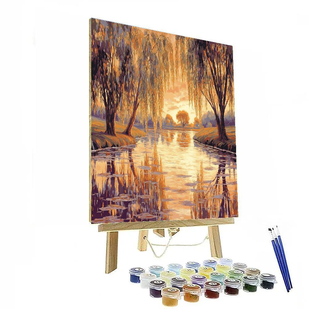 Claude Monet Inspired Autumn Willow Reflections Painting by numbers kit