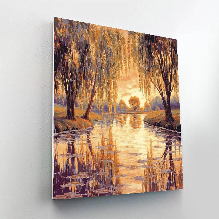 Claude Monet Inspired Autumn Willow Reflections Painting by numbers kit