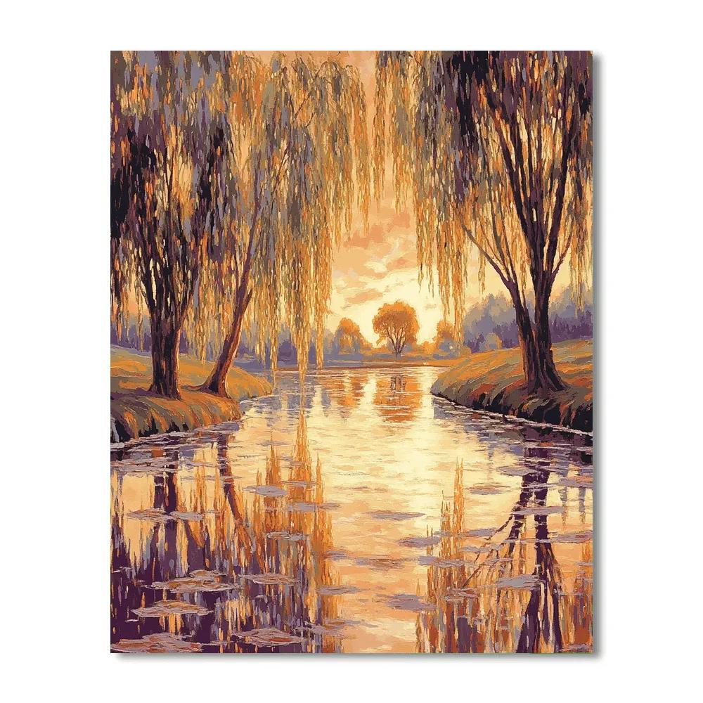 Claude Monet Inspired Autumn Willow Reflections Painting by numbers kit