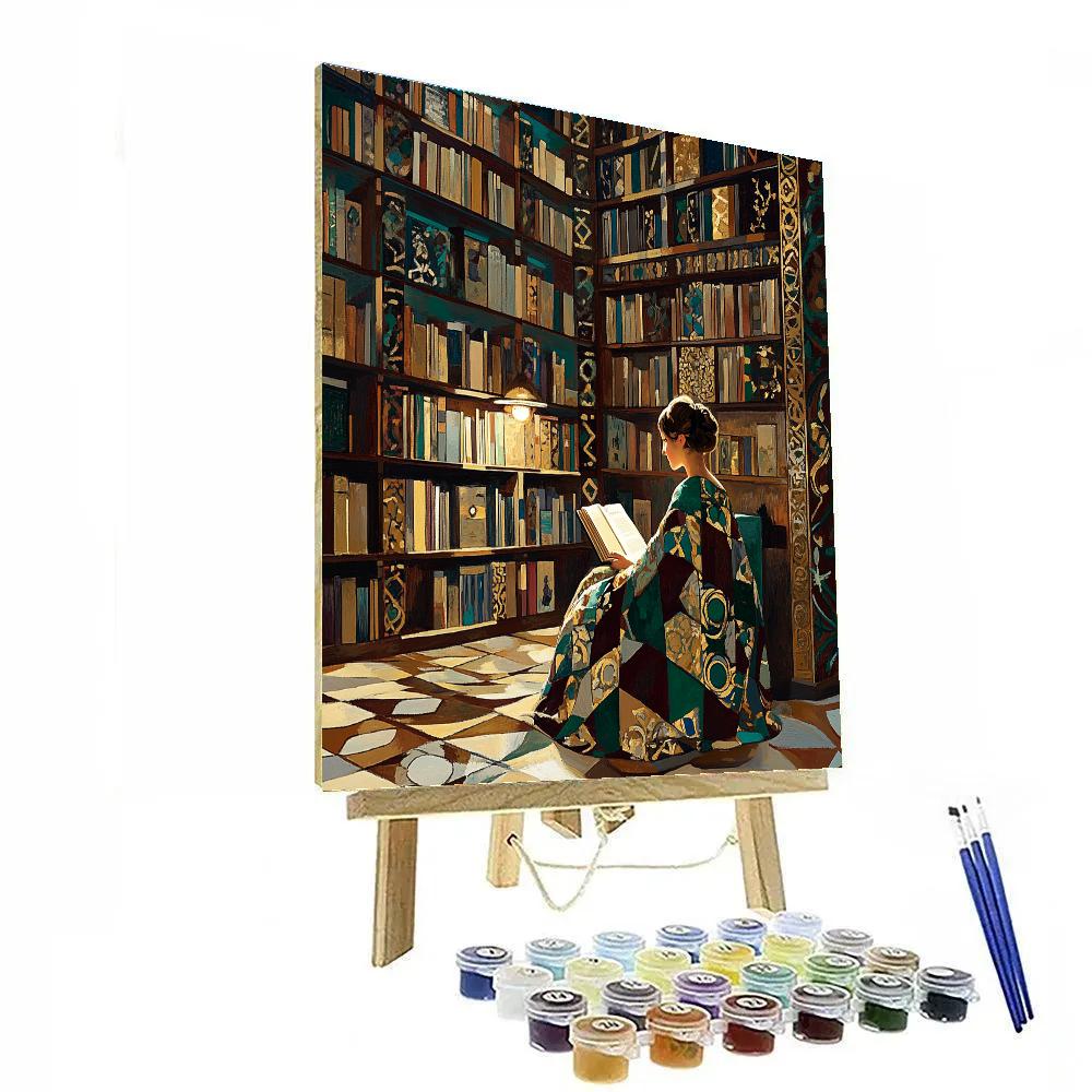 Gustav Klimt Inspired Golden Library Night Paint by numbers kits