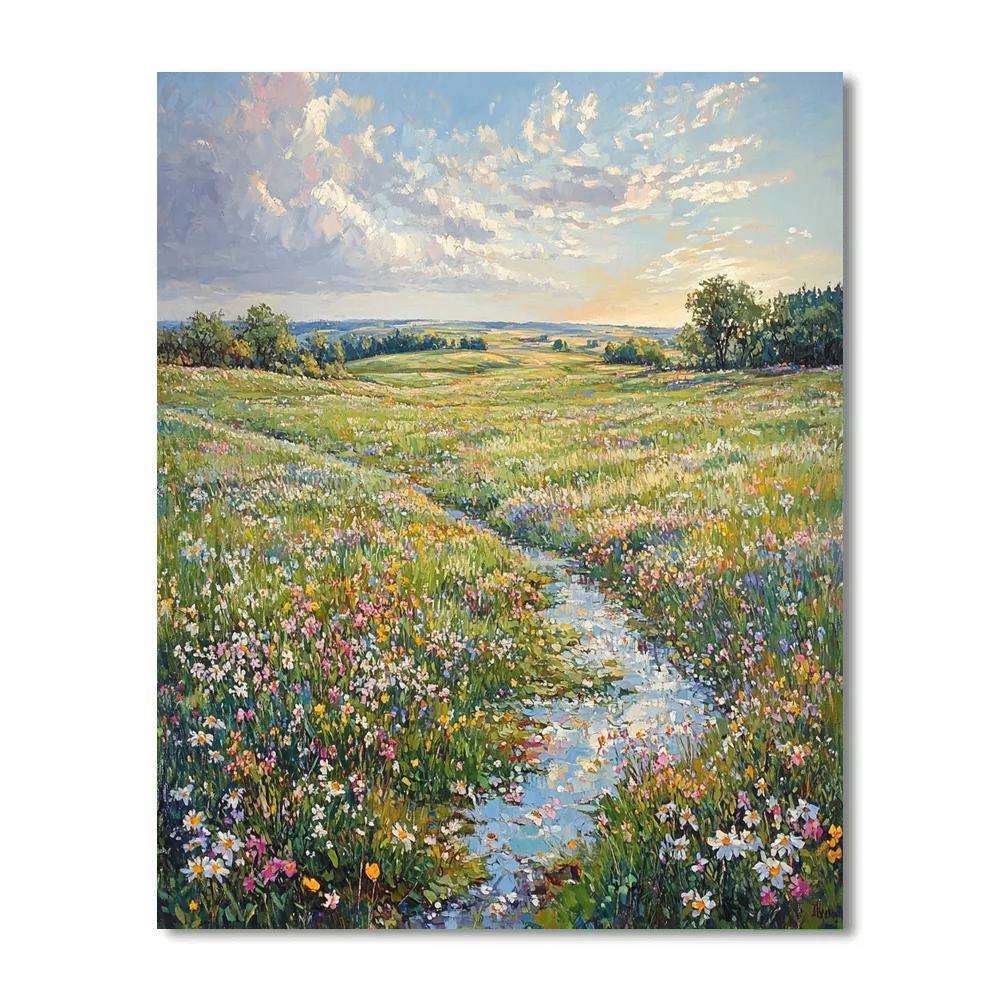 Claude Monet Inspired Spring Meadow After Rain DIY paint by numbers