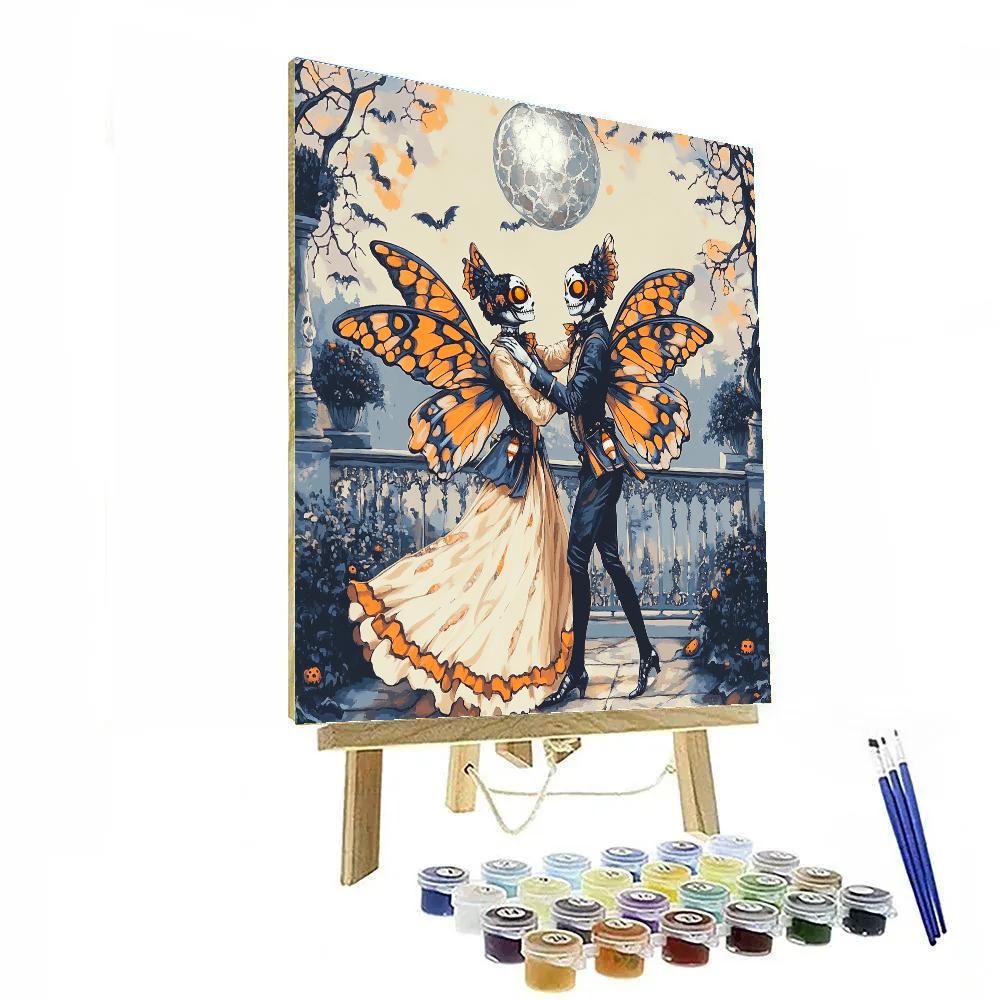 Moth Masquerade Beneath The Cracked Moon Spooky painting number kit