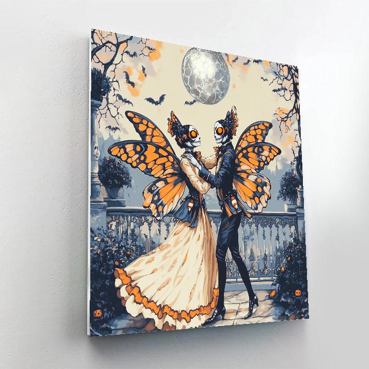 Moth Masquerade Beneath The Cracked Moon Spooky painting number kit