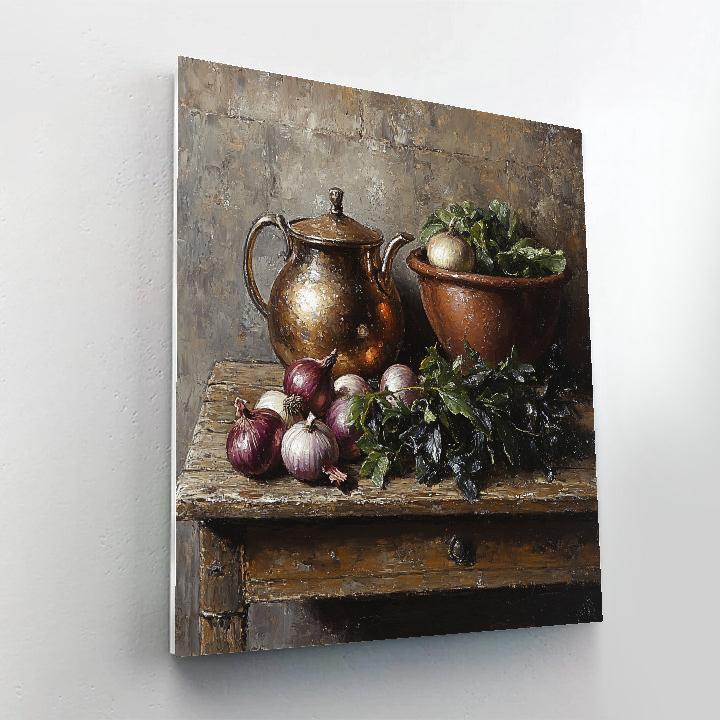 Diego Velazquez Inspired Copper Kettle And Market Vegetables Still Life DIY paint by numbers