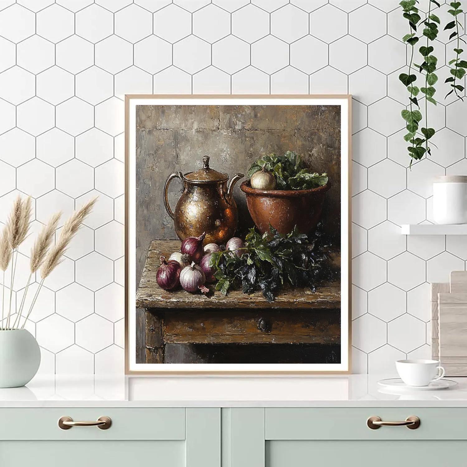 Diego Velazquez Inspired Copper Kettle And Market Vegetables Still Life DIY paint by numbers