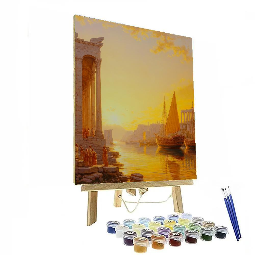 Claude Lorrain Inspired Ancient Harbor Sunset DIY paint by numbers