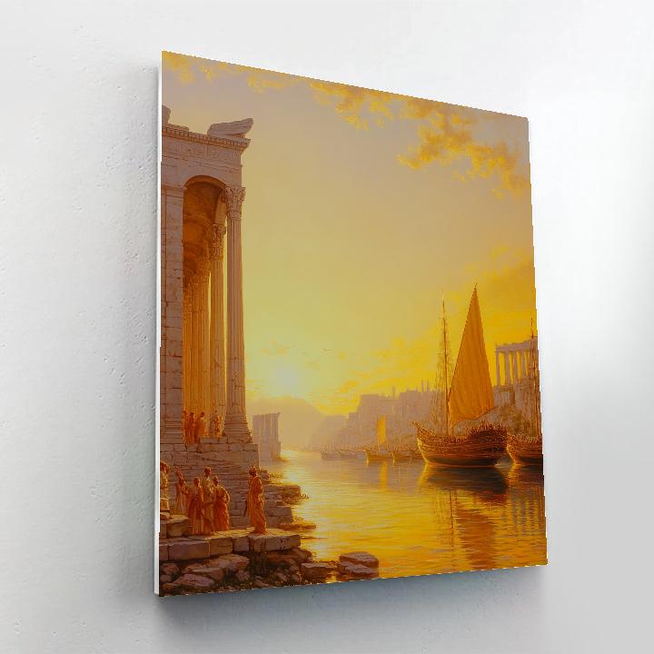 Claude Lorrain Inspired Ancient Harbor Sunset DIY paint by numbers