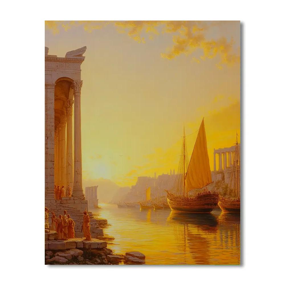 Claude Lorrain Inspired Ancient Harbor Sunset DIY paint by numbers