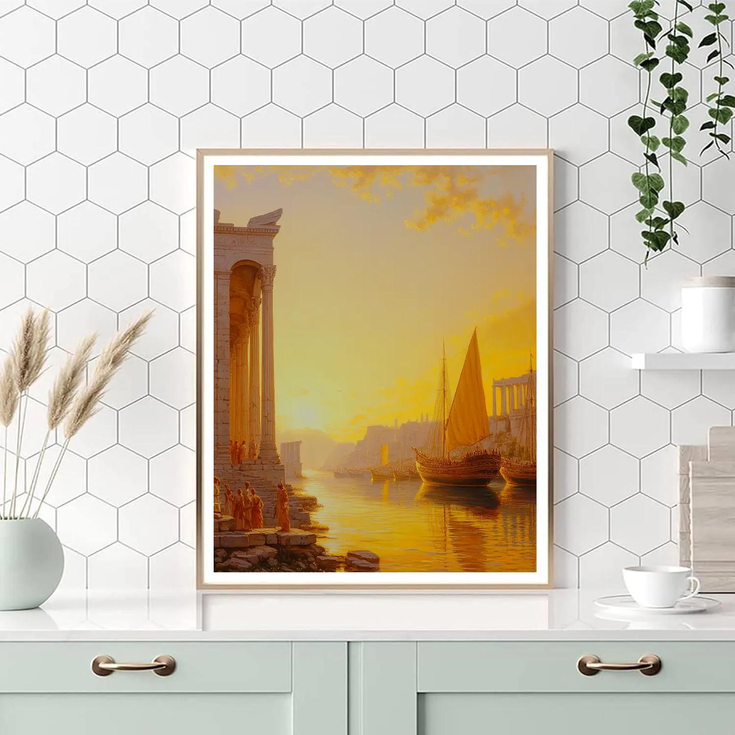 Claude Lorrain Inspired Ancient Harbor Sunset DIY paint by numbers