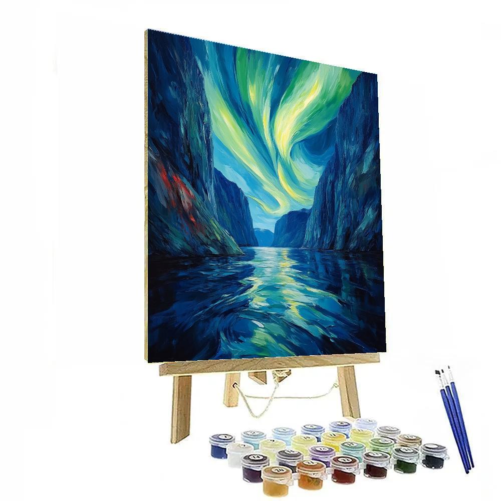 Edvard Munch Inspired Northern Lights Over Shivering Fjord Numbered painting kits