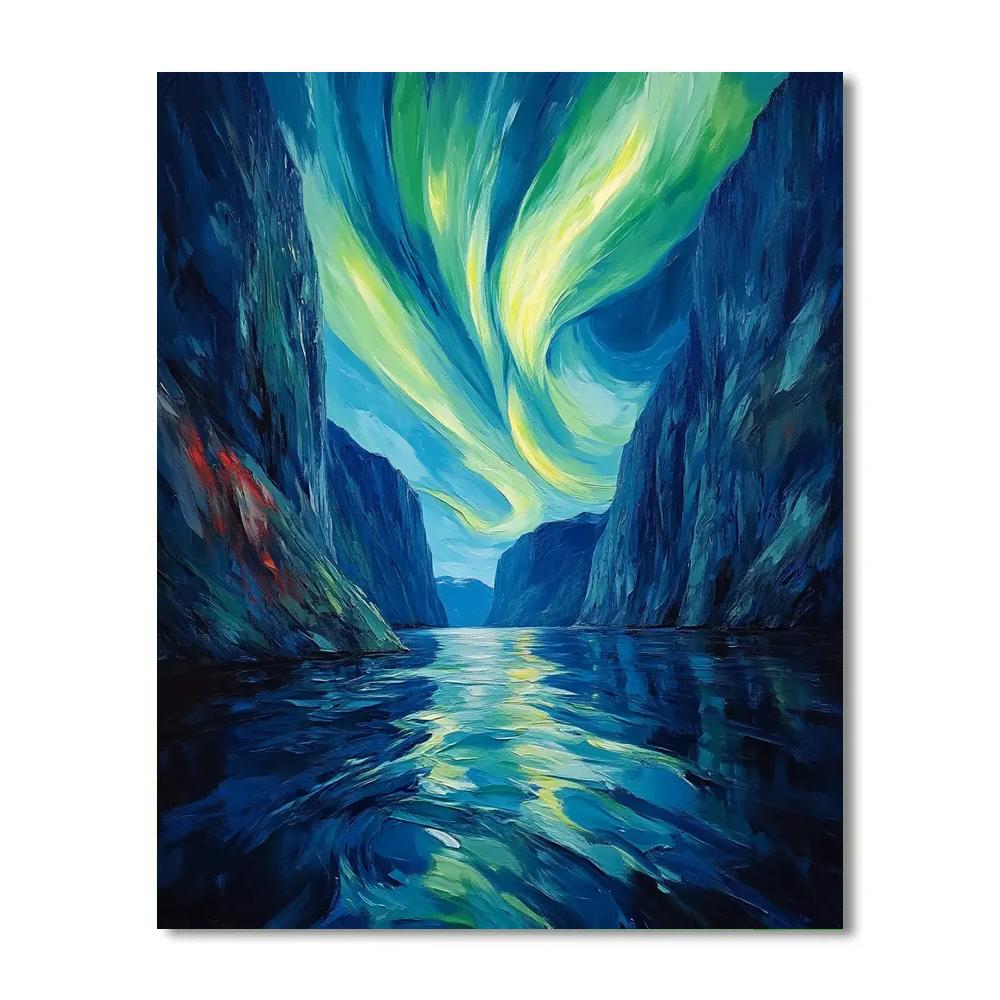 Edvard Munch Inspired Northern Lights Over Shivering Fjord Numbered painting kits