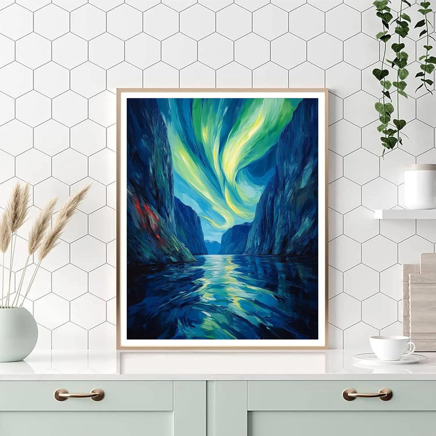 Edvard Munch Inspired Northern Lights Over Shivering Fjord Numbered painting kits