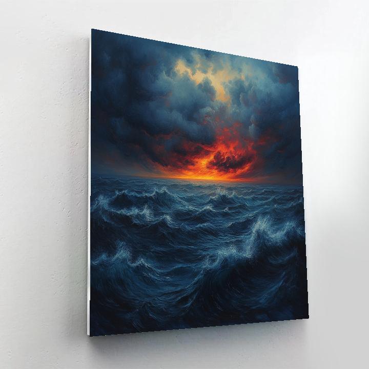 Edvard Munch Inspired Storm Swell Against Burning Horizon paint by number