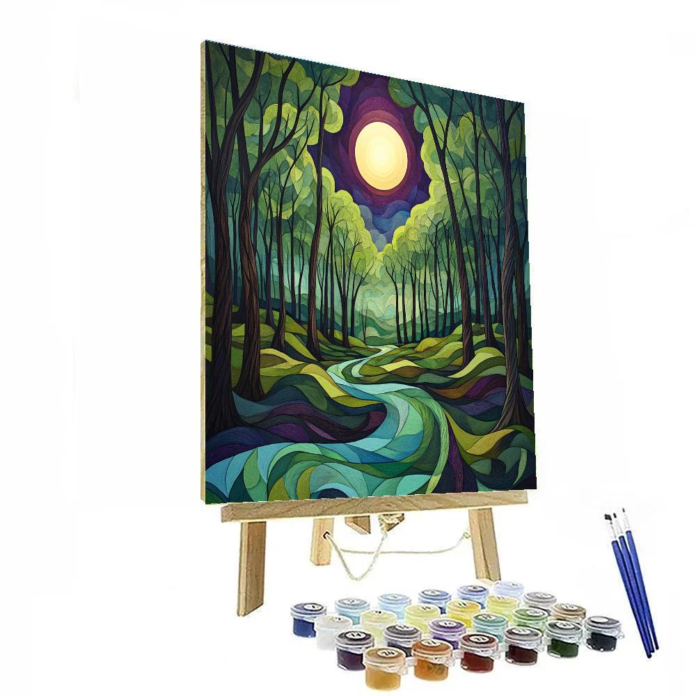 Edvard Munch Inspired Eclipse In Enchanted Forest Hollow Paint by numbers kits
