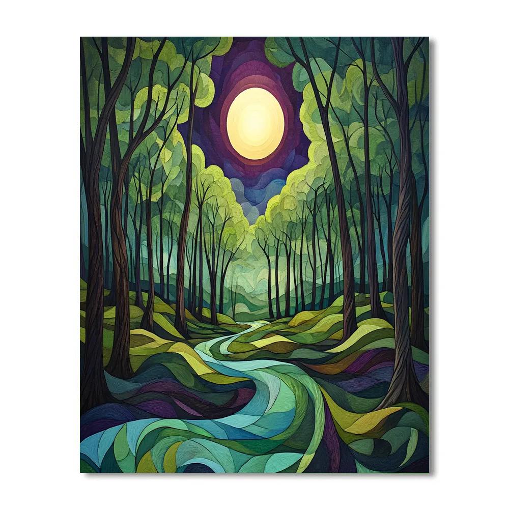 Edvard Munch Inspired Eclipse In Enchanted Forest Hollow Paint by numbers kits