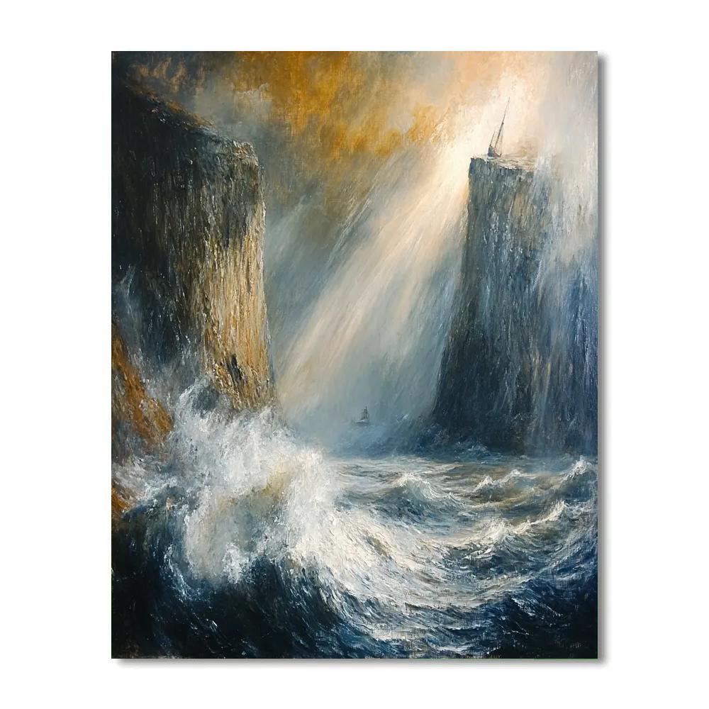 Turner Inspired Tempest Over Coastal Cliffs DIY paint by numbers