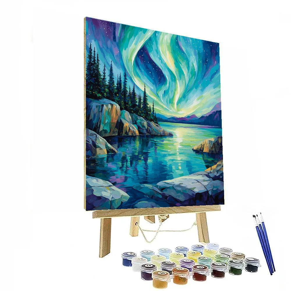 Franklin Carmichael Inspired Aurora Over Granite Bay Paint by numbers kits