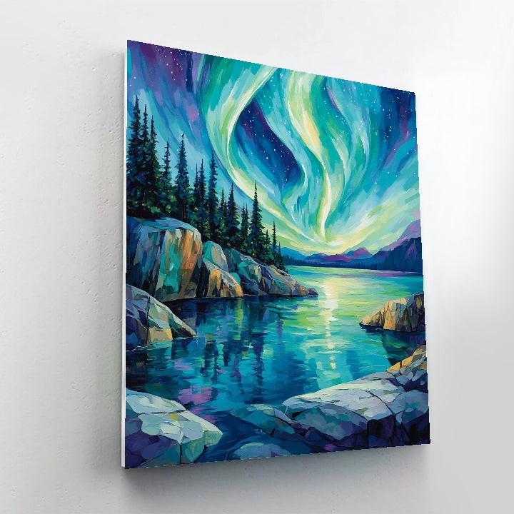 Franklin Carmichael Inspired Aurora Over Granite Bay Paint by numbers kits
