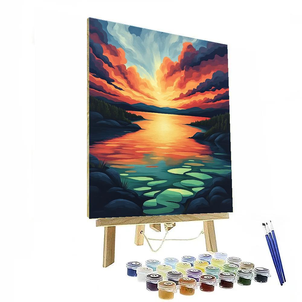 Frederick Varley Inspired Twilight Ember Over Northern Lake paint by color