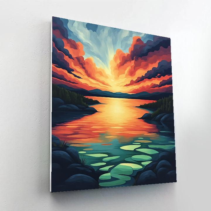 Frederick Varley Inspired Twilight Ember Over Northern Lake paint by color