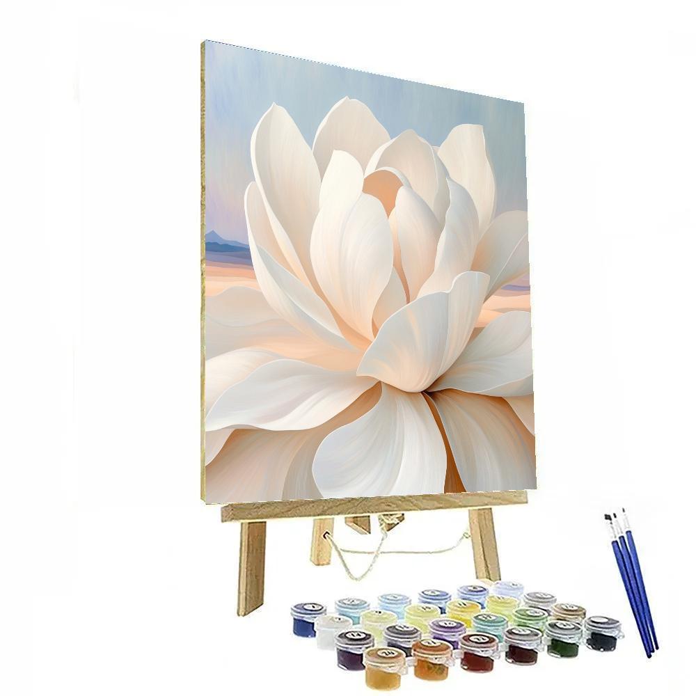 Georgia Okeeffe Inspired Ivory Petals Opening Into Desert Sky paint by color