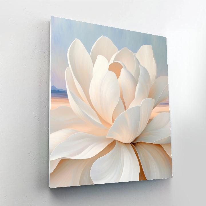 Georgia Okeeffe Inspired Ivory Petals Opening Into Desert Sky paint by color