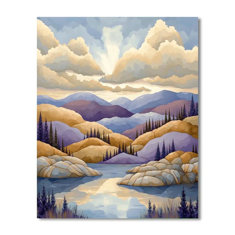 Franklin Carmichael Inspired Amethyst Hills After Rain paint by color