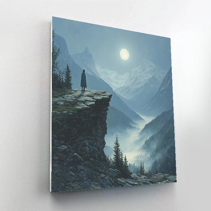 Caspar David Friedrich Inspired Moonlit Mountain Pass paint by numbers