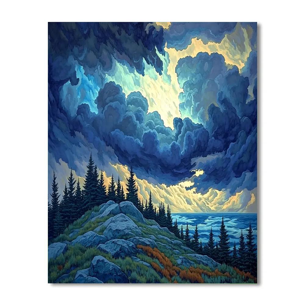 Frederick Varley Inspired Storm Light Over Pine Ridge Numbered painting kits