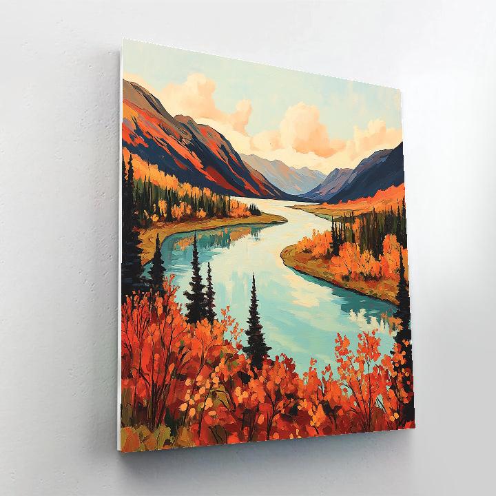 Franklin Carmichael Inspired Emerald River Through Autumn Shield paint by number