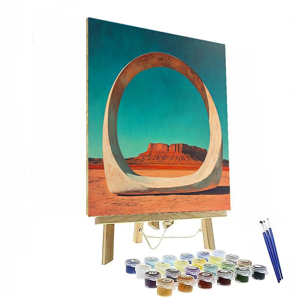 Georgia Okeeffe Inspired Sunlit Bone Arch Over Vermilion Mesa paint by numbers