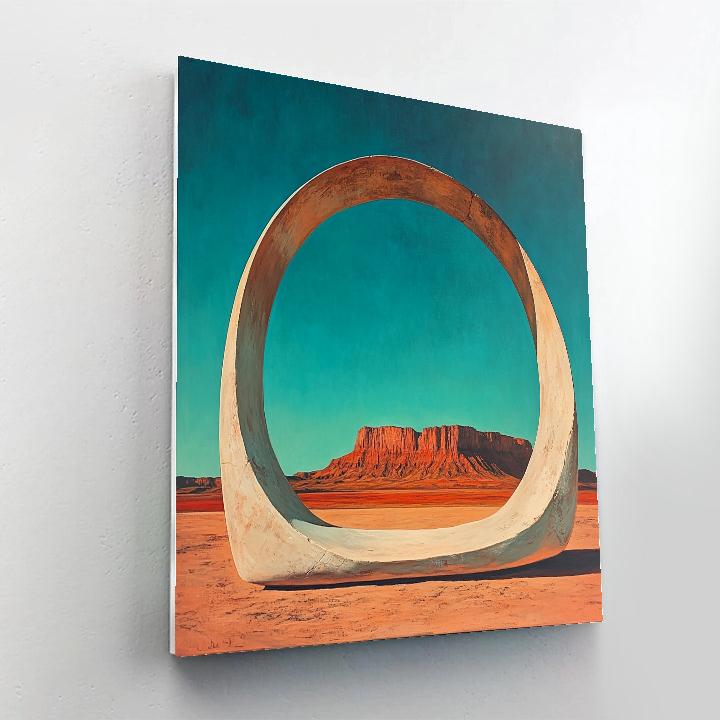 Georgia Okeeffe Inspired Sunlit Bone Arch Over Vermilion Mesa paint by numbers