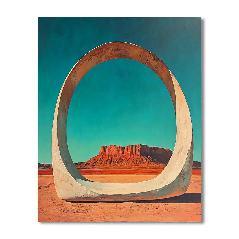 Georgia Okeeffe Inspired Sunlit Bone Arch Over Vermilion Mesa paint by numbers