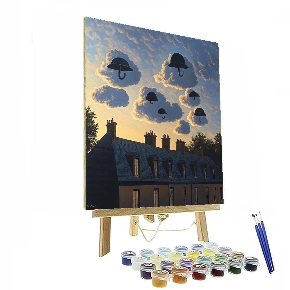 Magritte Inspired Clouded City Rooftops Paint by numbers kits