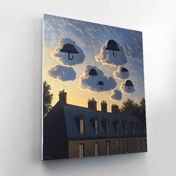 Magritte Inspired Clouded City Rooftops Paint by numbers kits