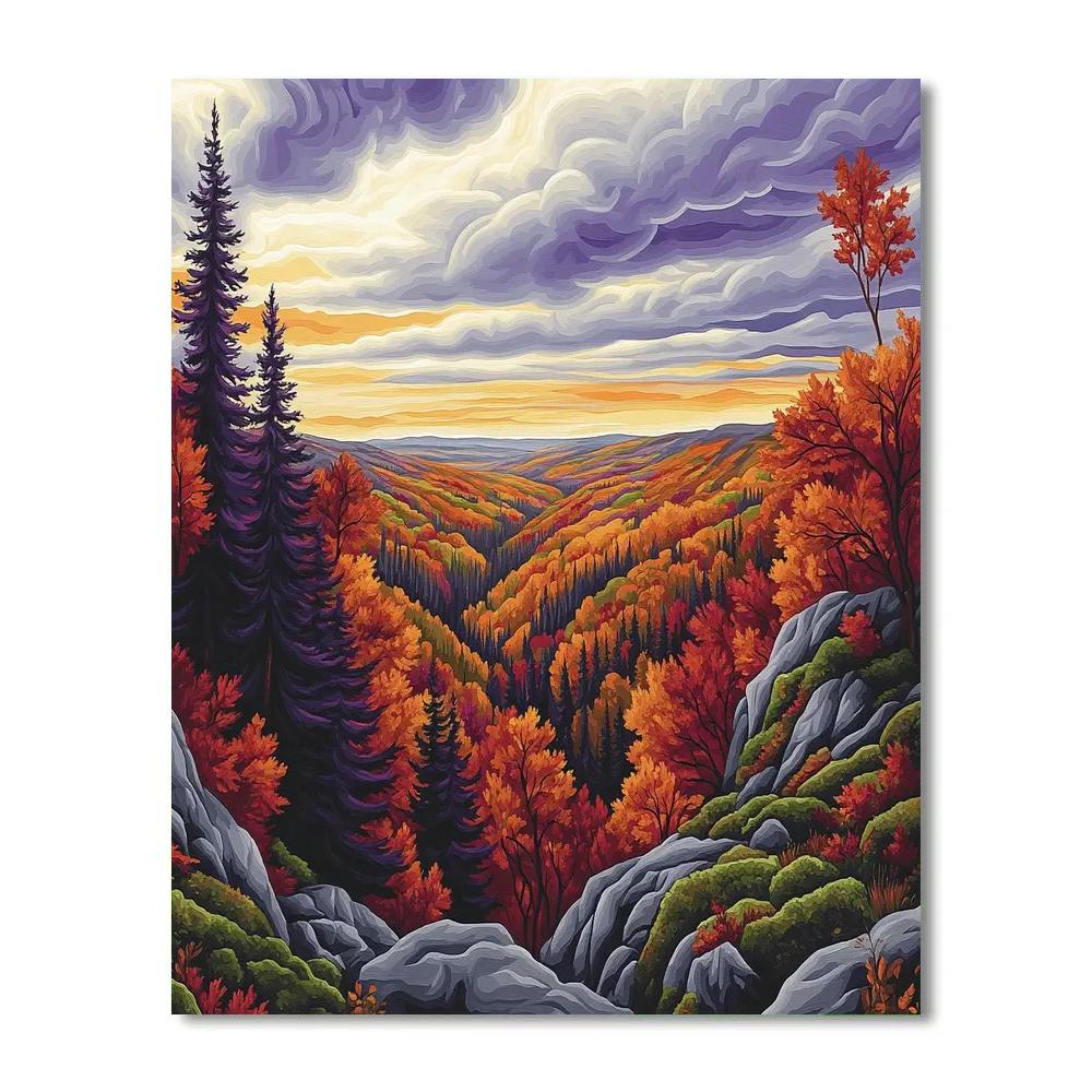 J. E. H. MacDonald Inspired Flaming Algoma Ravine In Autumn Paint by numbers kits